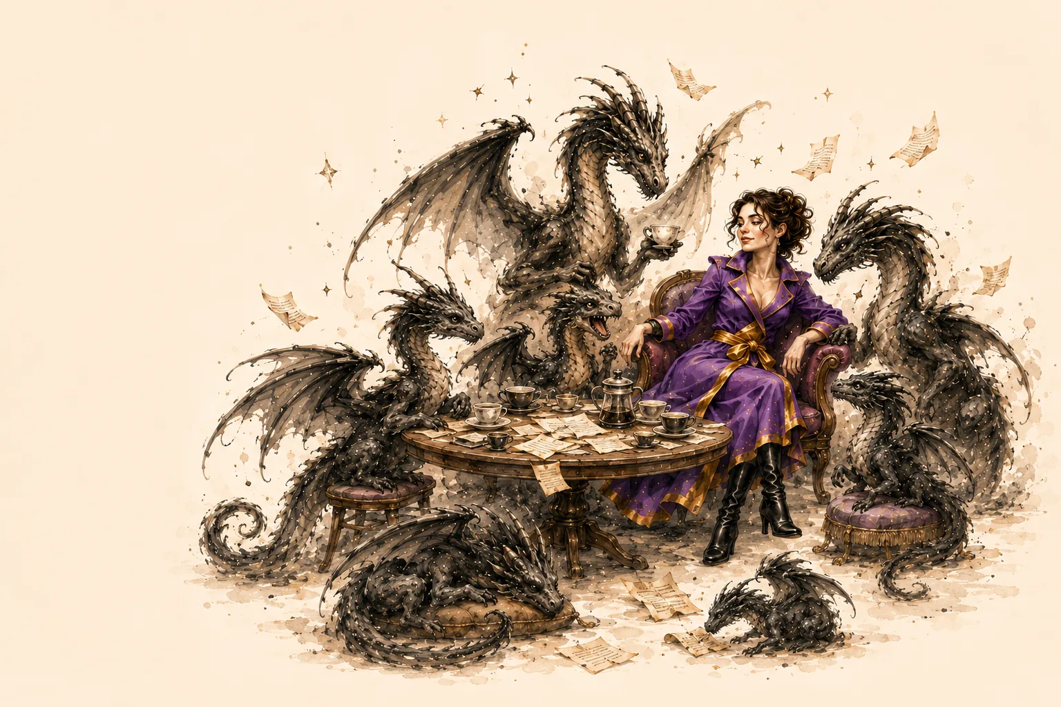 The InkJaw heroine and her dragon reading together