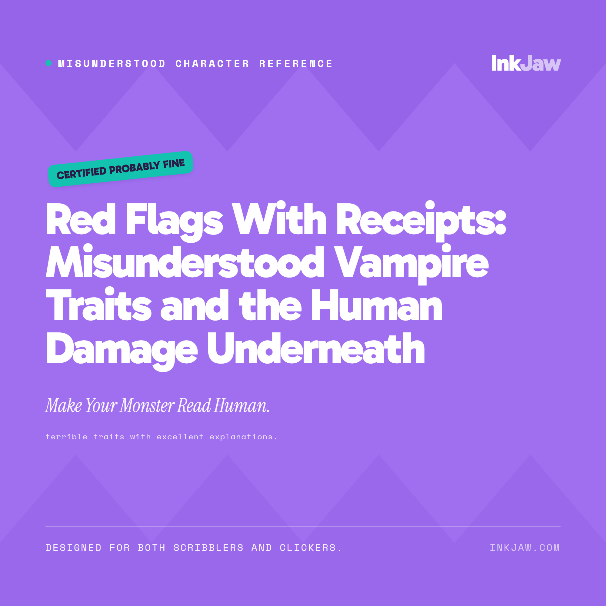 Misunderstood Character Reference Red Flags With Receipts: Misunderstood Vampire Traits and th | Vampire Writing Prompts | Dark Romance