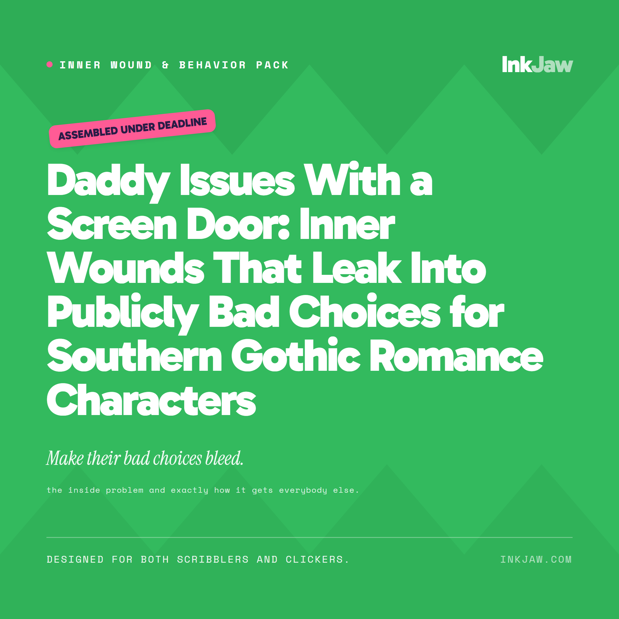 Inner Wound & Behavior Pack | Daddy Issues With a Screen Door | Romance Writing Prompts | Character Arc